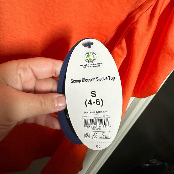 NEW Scoop Orange Blouson Sleeve Top Size Small - Picture 4 of 7